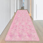 Super Soft Fluffy Living Room Area Rug 3x10 ft Tie-Dyed Light Pink Shaggy Furry - Image 4