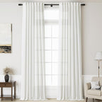 Linen Off White Curtains 144 inch Extra Long by Nanspring