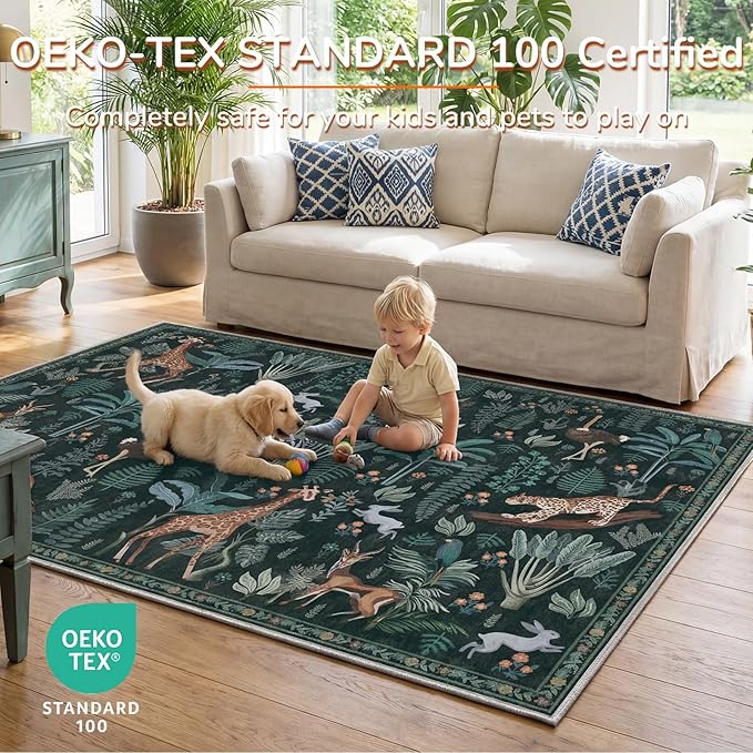 OPPODREAM Animal Soft Area Rugs 5x7, Washable Black Rug - Image 3