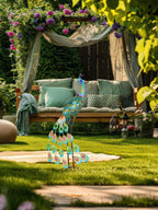 YEAHOME Garden Decor Outdoor Statues, 34" Large Metal Peacock Standing Yard Art, Blue Green Bird Lawn Sculptures Garden Decor for Outside Patio Porch Backyard