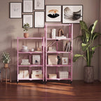 WORKPRO 4-Tier Folding Shelf, No-Assembly Metal Storage Rack with Wheels, 600 lbs Capacity (with Leveling Feet), Collapsible Shelving Unit for Kitchen, Pantry, Closet & Craft Shows - Pink