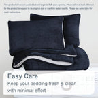 Swift Home Full/Queen Comforter Set, Reversible Faux Fur Sherpa, Navy