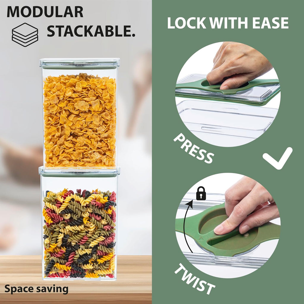 4-Pack Airtight Pantry Containers 1.9 QT Leakproof Twist-Lock Lids