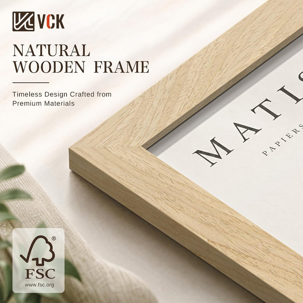 VCK 24x36 Poster Frame Set of 3, Natural Solid Wood, Wall Hanging