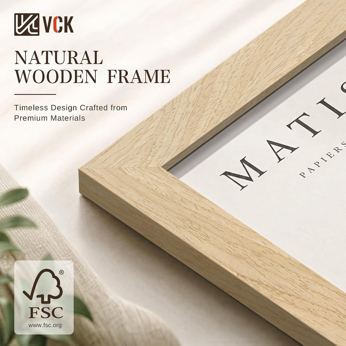 VCK 24x36 Poster Frame Set of 3, Natural Solid Wood, Wall Hanging