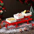 4 Pcs Christmas Sleigh Serving Dish 3 Tiered Ceramic Serving Bowl, Classic