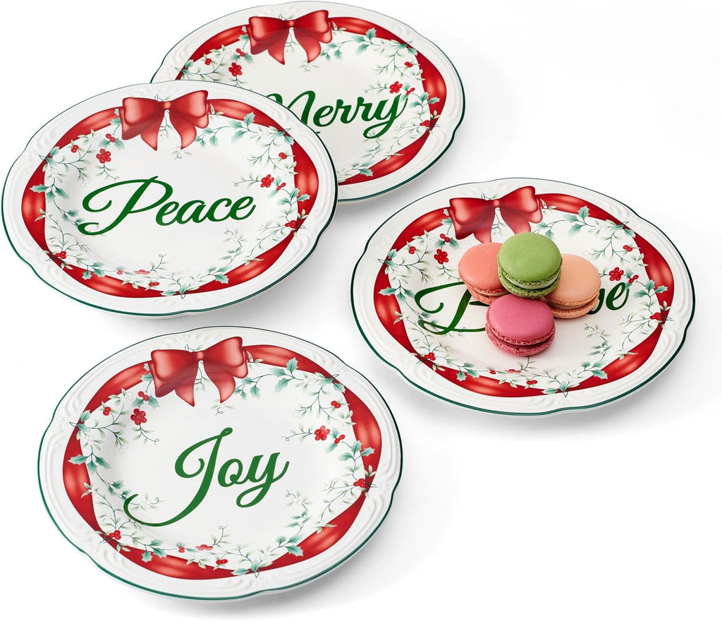 Pfaltzgraff Winterberry Red Ribbon Salad Plates, Set Of 4