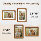 4x6 Picture Frame Set of 2, Solid Wood Frames with Tempered Glass