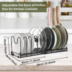 ROOHUA Pot and Pan Lid Organizer Rack for Under Cabinet, 12"-23" Expandable
