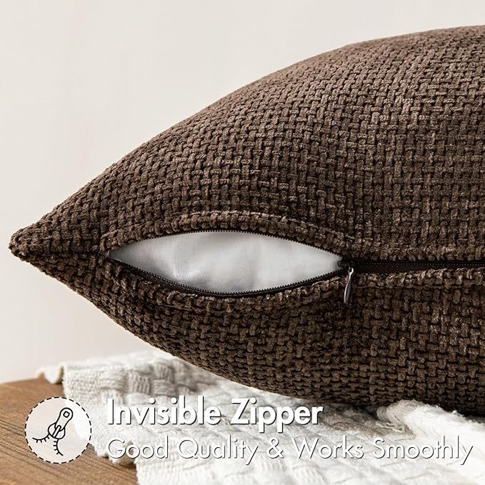 MIULEE Pack of 2 Couch Throw Pillow Covers 24x24 Inch Neutral Dark Brown Boho - Image 4