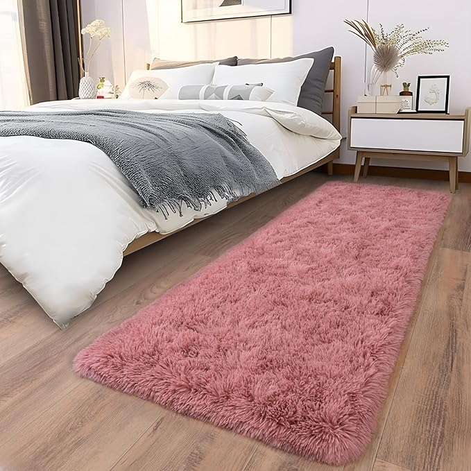 Soft Runner Rugs for Bedroom Hallways, 2x6 Blush Pink Fluffy Shag Throw Area - Image 8