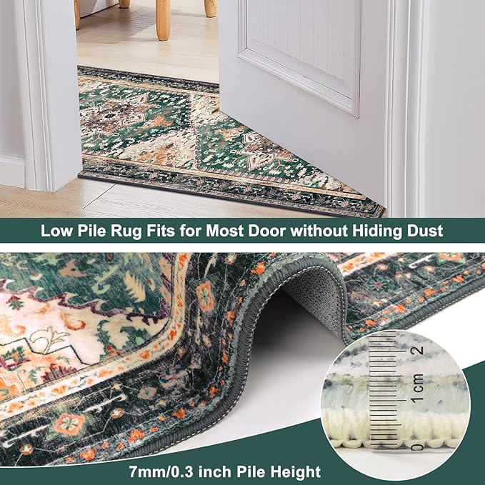 Yamaziot Washable Runner Rug, 2x8 Non-Slip Boho Vintage Hallway Rug Runner - Image 4