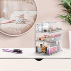 Sorbus Clear Stackable Storage Drawers with Handles (1 Medium + 2 Small)
