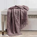 BOURINA Dark Lavender Throw Blanket 50 x70 Inches Jacquard Argyle Throw - Image 5