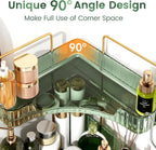 3-Tier Green Corner Organizer, PET Counter Storage with Hooks