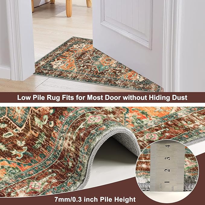 Yamaziot Washable Runner Rug, 2x10 Non-Slip Boho Vintage Hallway Rug Runner - Image 4