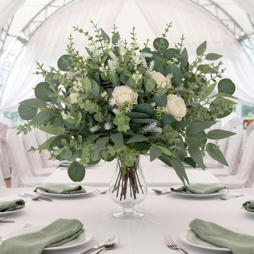 Rowfad 135 Pcs Artificial Eucalyptus Stems, Mixed Greenery Stems for Decor