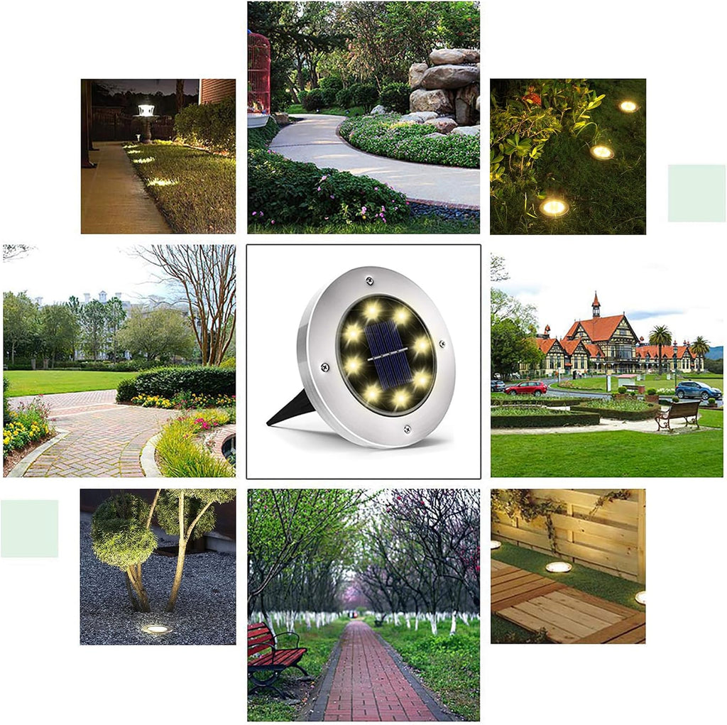 INCX Solar Lights Outdoor Waterproof, Warm White, 16 Pack Ground Lights