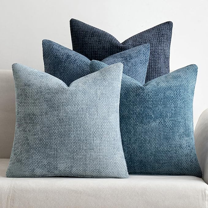 MIULEE Pack of 4 Couch Throw Pillow Covers 26x26 Inch Neutral Blue Soft by MIULEE