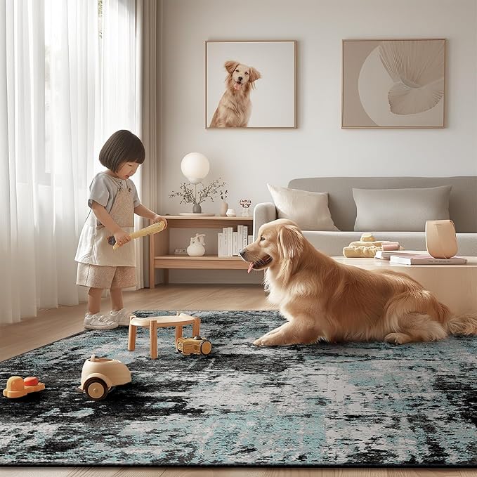 Washable Area Rugs 6ft Non-Slip Modern Abstract Soft - Image 5