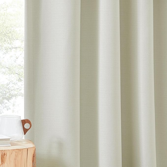 NICETOWN Thick Faux Linen Bedroom Curtains 108 inches Long, Room Darkening Dual - Image 8