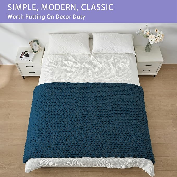 Bigacogo Chunky Knit Throw Blanket - Image 3