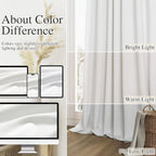Guken White 100% Blackout Linen Curtains 96 Inch Length 2 Panels Set - Image 7