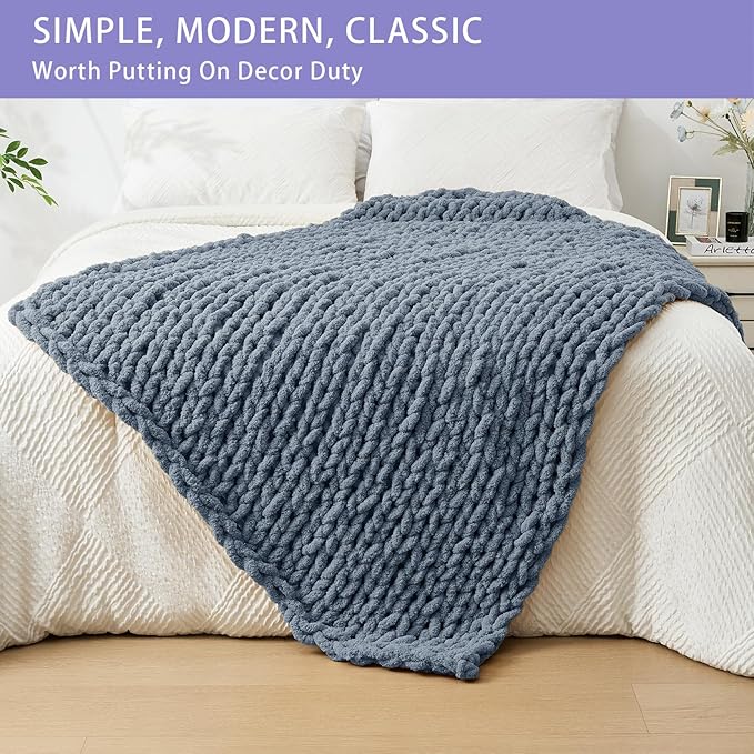 Bigacogo Chunky Knit Throw Blanket - Image 3