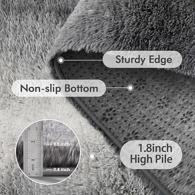Area Rugs for Living Room, Tie-Dyed 5x7 Feet Soft Fluffy Shagg Plush Rug High - Image 5