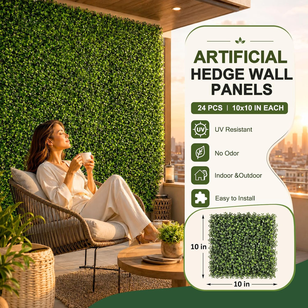 Artificial Grass wall Panel 24P 10x10 Boxwood Greenery Backdrop