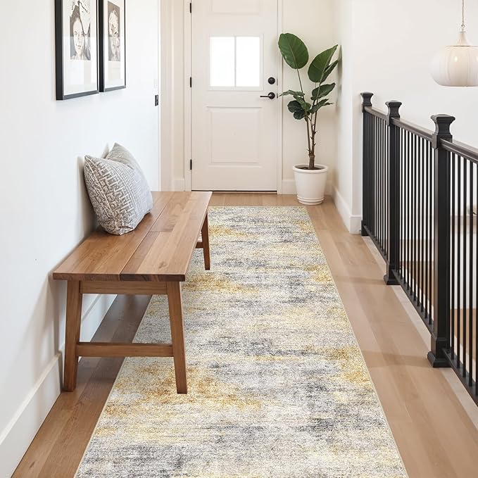 3x10 Washable Kitchen Runner Rug: Modern Abstract Runners - Image 3