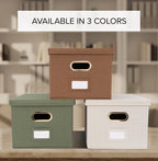 Decorative File Organizer Box Set of 2 - Collapsible Linen Filing Cabinets