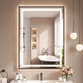 Antok 24X36 LED Bathroom Mirror with Lights, Vanity Mirror for Wall with Black Frame, Touch Control, Anti-Fog, Dimmable Lights, Shatter-Proof, Memory Function, Wall-Mounted Vanity Mirrors