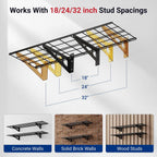 FLEXIMOUNTS 2-Pack 1x4ft 12-inch-by-48-inch Wall Shelf Garage Storage Rack Wall Mounted Floating Shelves, Black, Classic Series
