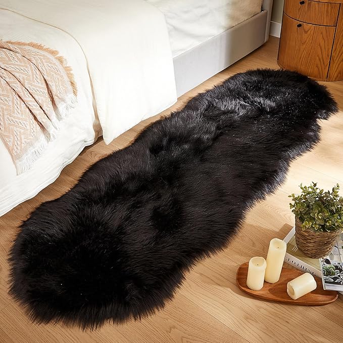 AMTOVO Faux Sheepskin Rug, 2 x 6 ft Faux Fur Rug by AMTOVO