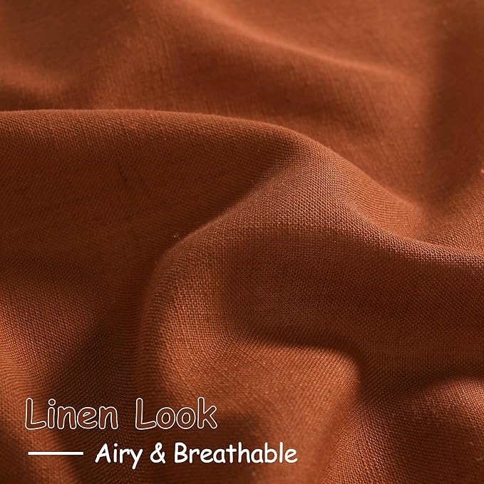 Nanspring Rust Linen Curtains 102 Inches Long - Image 4