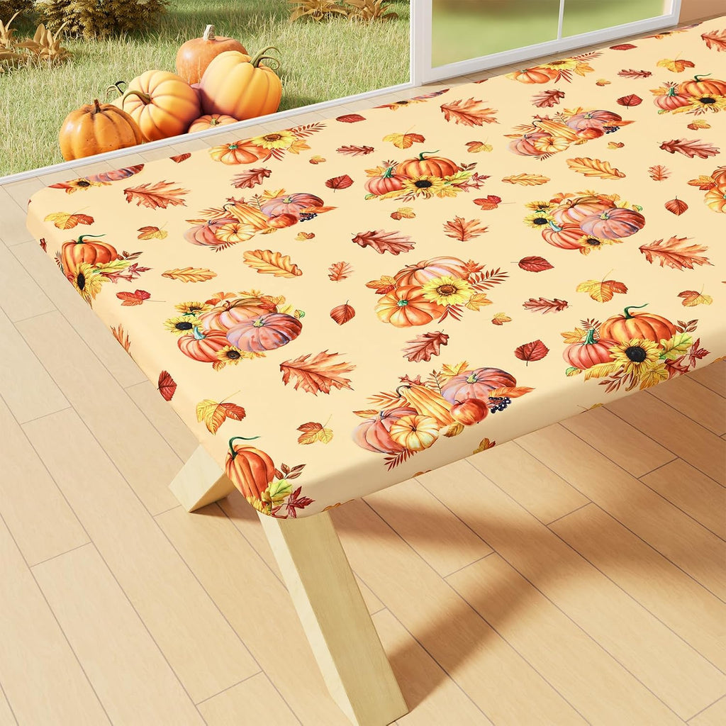 Smiry Elastic Fitted Polyester Tablecloths for 8 Foot Rectangle Tables