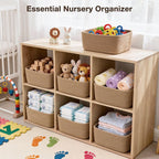 3 Pack Small Woven Storage Baskets for Organizing, Shelf Baskets, Brown