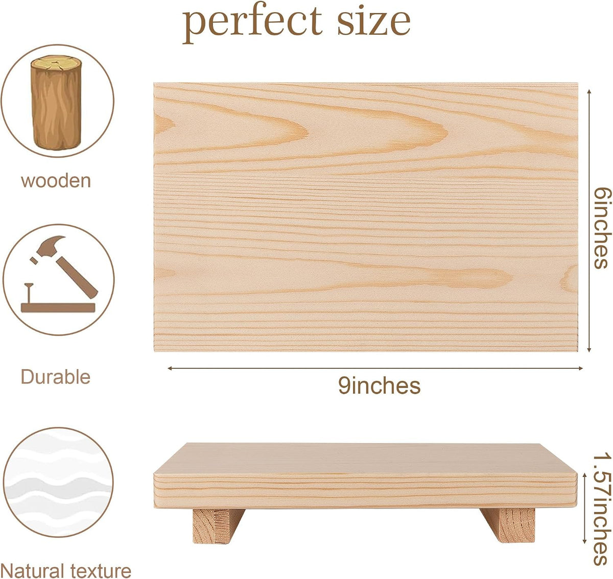 Bathroom Tray Wood Riser Kitchen Decor Soap Holder, 9" x 6" Burlywood
