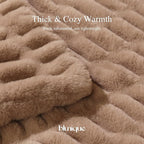 Ultra Soft Cozy Faux Fur Throw Blanket, Fuzzy Plush Thick Bubble Blanket - Image 4