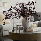 HyeFlora 5PCS Artificial Fall Eucalyptus Leaves Stem Plants, 32.7 inch Fake Leaves Autumn Greenery Branches Burgundy Shrubs Silk Faux Foliage DIY Stems for Thanksgiving Festival Home Kitchen Farmhouse