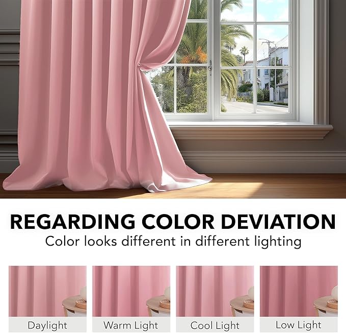 Deconovo Blackout Curtains, Thermal Insulated, W52 x L45 2 Panels, Back Tab - Image 6