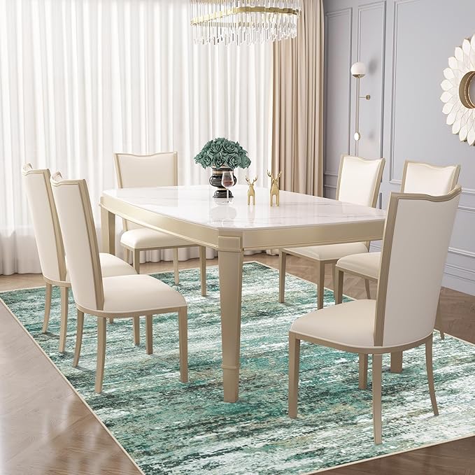 5x7 Area Rugs for Living Room, Washable Modern Abstract Large Area Rug Neutral - Image 5