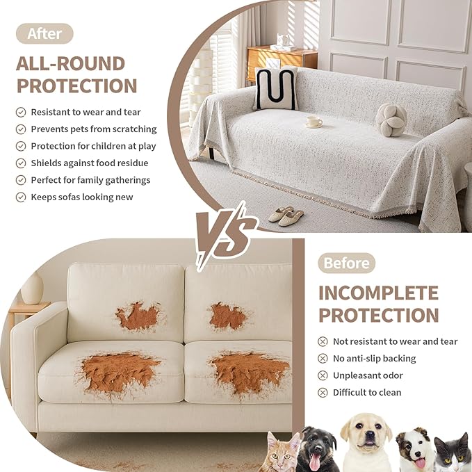 Boho Chenille Couch Cover for Dogs, Non Slip Sofa Cover, Couch Slipcover Covers - Image 4