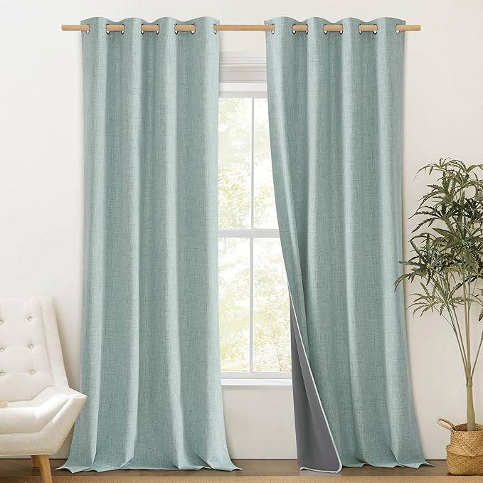 NICETOWN 100% Absolutely Blackout Linen Curtains - Image 2