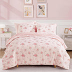 Full Size Comforter Sets for Girls - 7 Pieces Blue Bow Bed in a Bag