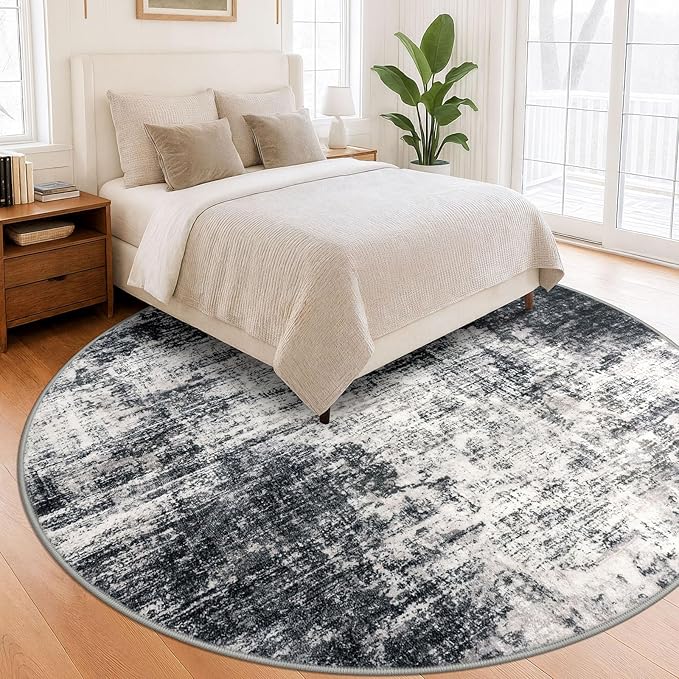 IOHOUZE Abstract Round Area Rug 8 Ft Washable Circle Rugs Large Round Rug Non - Image 8