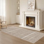 Nakagishi Area Rug Living Room Rugs: 3X8 Machine Washable Boho Large Neutral - Image 8