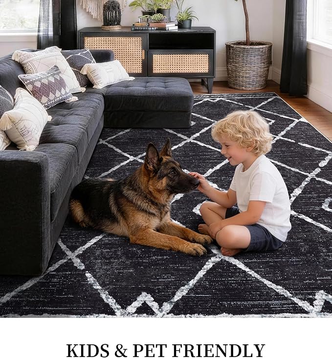 YIHOUSE Moroccan Area Rugs for Living Room 5x7, Western Geometric Soft Low-Pile - Image 5