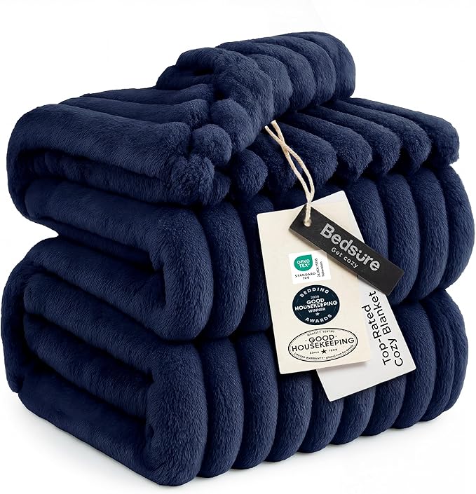 Bedsure GentleSoft Navy Blue Fleece Blanket by BEDSURE